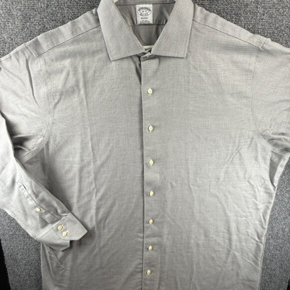 Brooks Brothers Regent Non-Iron 18 37 Check Cotton Gray Office Long Sleeve Shirt - Picture 3 of 14
